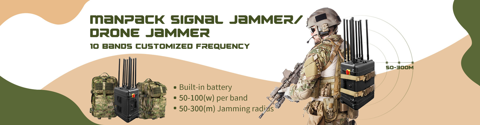 10 Antennas 300m Range Convoy Bomb Jammer High Power 500w Draw Bar Box