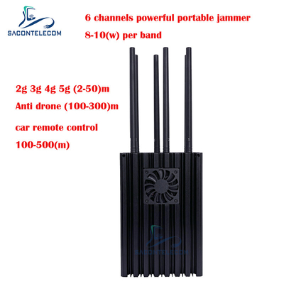 6 کانال جمر تلفن همراه 2G 3G 4G 5G 8-10w / باند جمر سیگنال تلفن همراه قابل حمل
