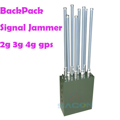 120W خروجی قدرت Backpack Jammer Signal با 8 آنتن و 100m Range برای 2G 3G 4G 5G VHF UHF WiFi GPS مسدود کردن