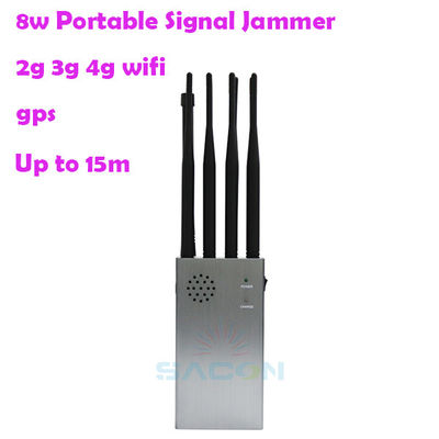 باتری 8000mAH 15m Range Portable Cell Phone Signal Jammer با 8 آنتن برای محافظت بیشتر