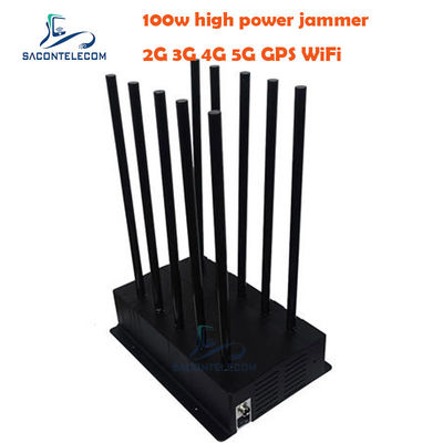 100W قدرت بالا 5G سیگنال جمر بلوکر با 10 باند و 40m شعاع برای استفاده در داخل خانه