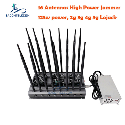 5.8G UMTS Desktop Wifi Signal Jammer 16 آنتن 125w 40m VHF UHF