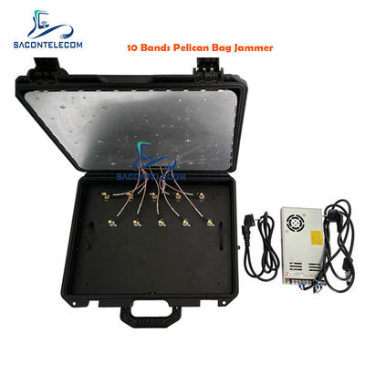 10 باند قدرت خروجی 90 وات 5G مسدود کننده چمدان با فرکانس تنظیم شده و پورت RJ485