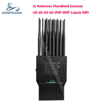 دستگاه مسدود کننده سیگنال قابل حمل 21 وات با 21 آنتن برای مسدود کردن 5G، Lojack، UHF، VHF، WiFi