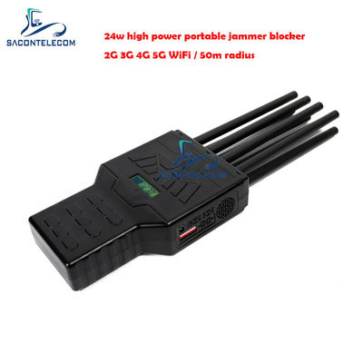 دستگاه مسدود کننده سیگنال و تلفن همراه قابل حمل با برد طولانی 50 متر و 8 آنتن برای 2G 3G 4G 5G GPS