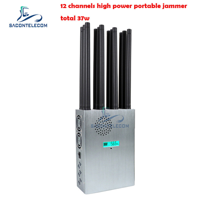 جمر سیگنال تلفن همراه با قدرت بالا 37 وات 12 آنتن 2G 3G 4G 5G جمر قابل حمل