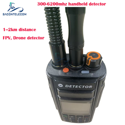2Km Fpv دستگیر رصد کننده هواپیماهای بدون سرنشین 300-6200mhz 2 آنتن رصد کننده سیگنال ضد رصد کننده هواپیماهای بدون سرنشین قابل حمل