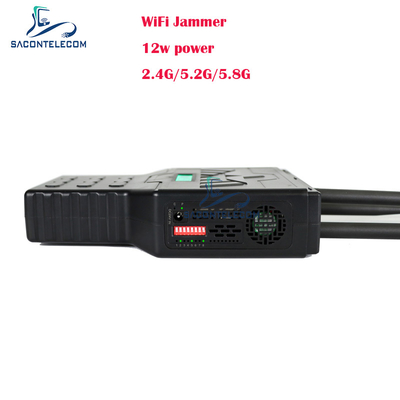 مسدودکننده سیگنال تلفن همراه 12 وات دستی WiFi بلوتوث 2.4G 5.2G 5.8G با برد 50 متر