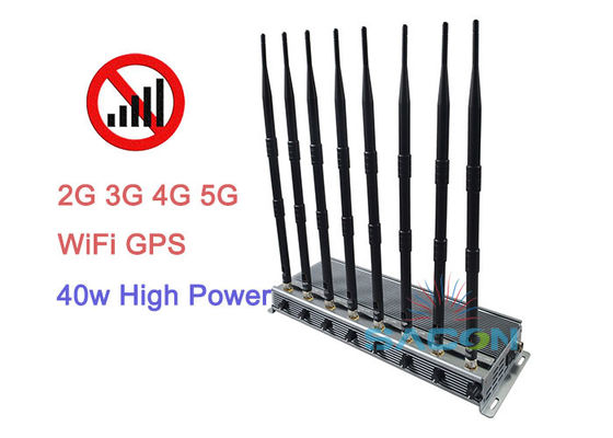40 وات دستگاه مسدود کننده سیگنال 5G با توان بالا، 8 آنتن و برد 80 متر برای مناطق امن
