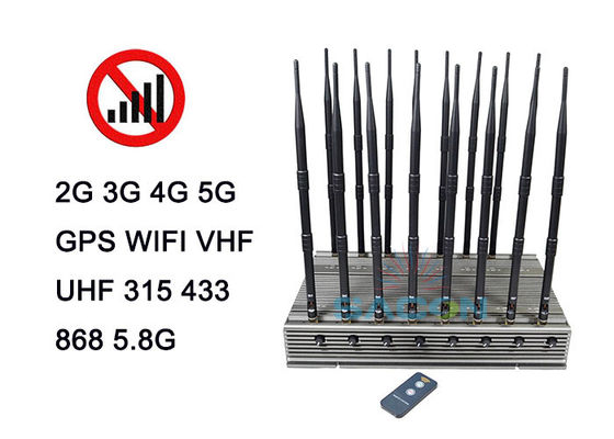 16 آنتن 5G Signal Jammer Blocker با قدرت خروجی 100W و شعاع خنک کننده 80m