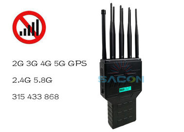 8 آنتن GPS وای فای 2G 3G 4G 16w قطع کننده سیگنال تلفن همراه ساخته شده در باتری ABS Shell