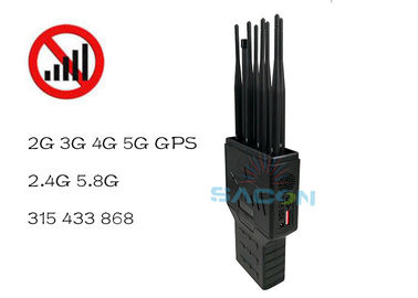 8 آنتن GPS وای فای 2G 3G 4G 16w قطع کننده سیگنال تلفن همراه ساخته شده در باتری ABS Shell