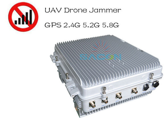 ضد آب IP64 قدرت بالا 385w Drone Signal Jammer 1.5km فاصله طولانی GPS 2.4G 5.8G