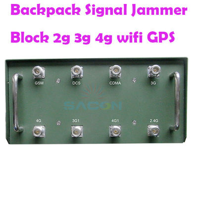 120W خروجی قدرت Backpack Jammer Signal با 8 آنتن و 100m Range برای 2G 3G 4G 5G VHF UHF WiFi GPS مسدود کردن