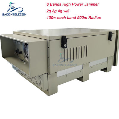 600 وات 6 باند مسدود کننده سیگنال زندان در فضای باز با شعاع مسدود کننده 50-600 متر برای 2G 3G 4G 5G WiFi GPS