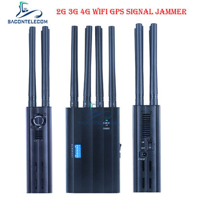 8 بانده دستگاه مسدود کننده سیگنال دستی با برد 20 متر و شارژر خودرو برای مسدود کردن 2G 3G 4G GPS WiFi