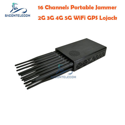 16 وات قدرت خروجی 12000mAh باتری 20m Range Signal Jammer بلاک کننده تلفن همراه GPS Jammer