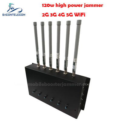 180W 6 کانال دسکتاپ سیگنال جمر با 20-150m Jamming شعاع برای 2G 3G 4G 5G GSM CDMA مسدود