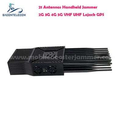دستگاه مسدود کننده سیگنال قابل حمل 21 وات با 21 آنتن برای مسدود کردن 5G، Lojack، UHF، VHF، WiFi