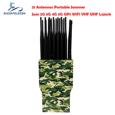 21 کانال 5G Signal Jammer Blocker با باتری 16000mAH و 2-30m Jamming Range