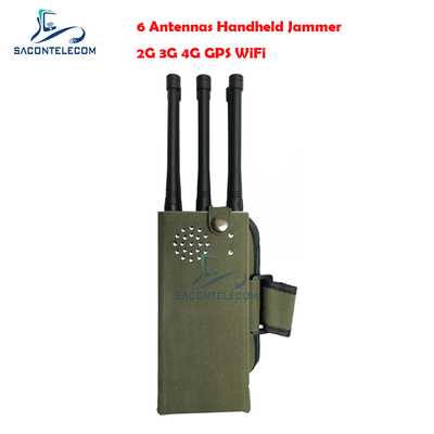6 باند تلفن همراه GPS Jammer Blocker 30m شعاع جیبی بلوتوث سیگنال Jammer