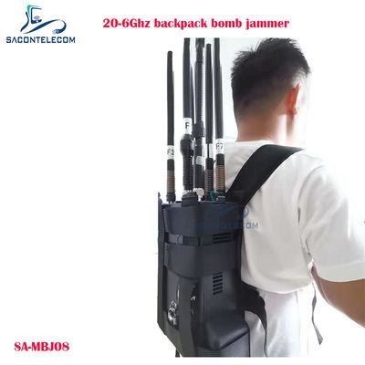 20-6000MHz Manpack جمر بدون سرنشین با قدرت 100W و فاصله جمر 40m جمر بمب کوله پشتی