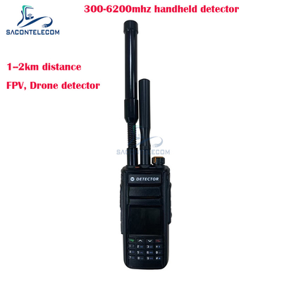 2Km Fpv دستگیر رصد کننده هواپیماهای بدون سرنشین 300-6200mhz 2 آنتن رصد کننده سیگنال ضد رصد کننده هواپیماهای بدون سرنشین قابل حمل