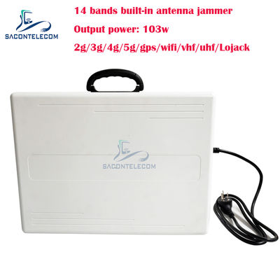 103W 14 Bands Mobile Phone Signal Jammer with Built-in Antennas for 5G WiFi GPS UHF/VHF