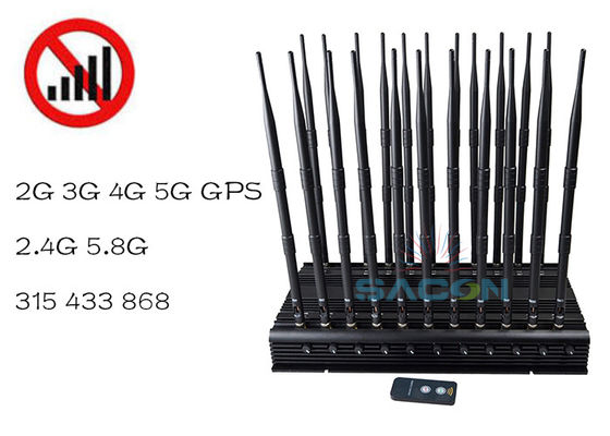 42W پاور可调频段信号干扰器，40米范围，适用于VHF UHF 5G信号